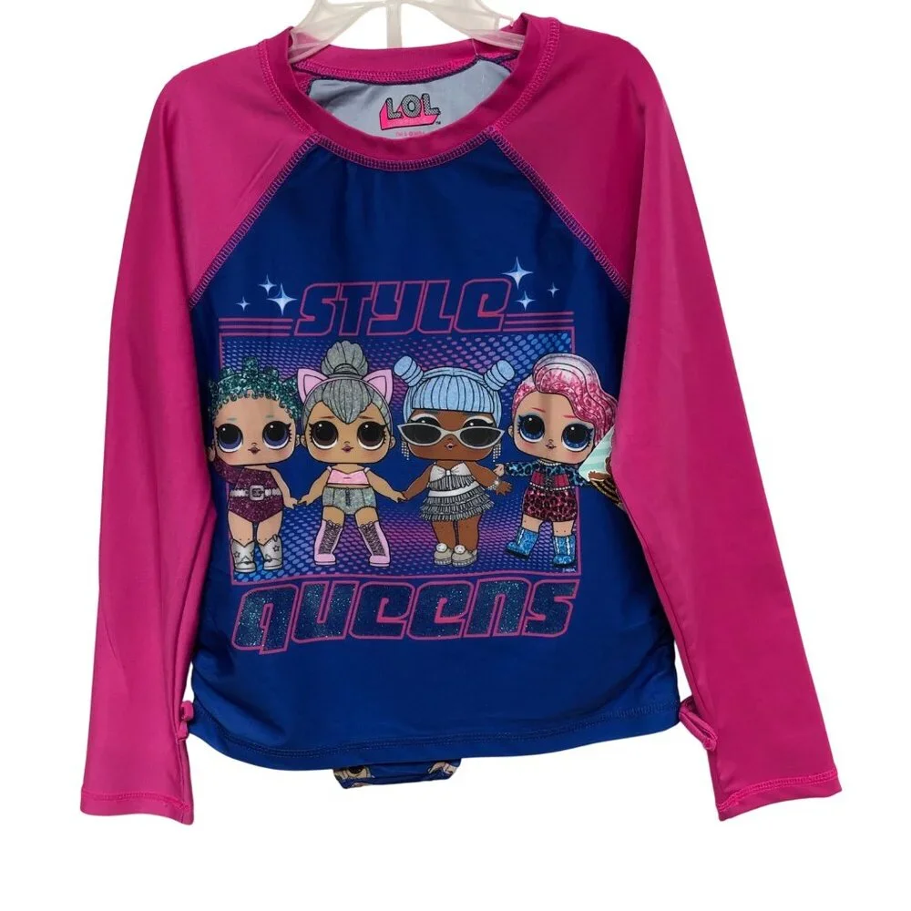 Lol Surprise Girls 2-Piece‎ Rash Guard & Bikini Set Swimwear Size 8 NWT